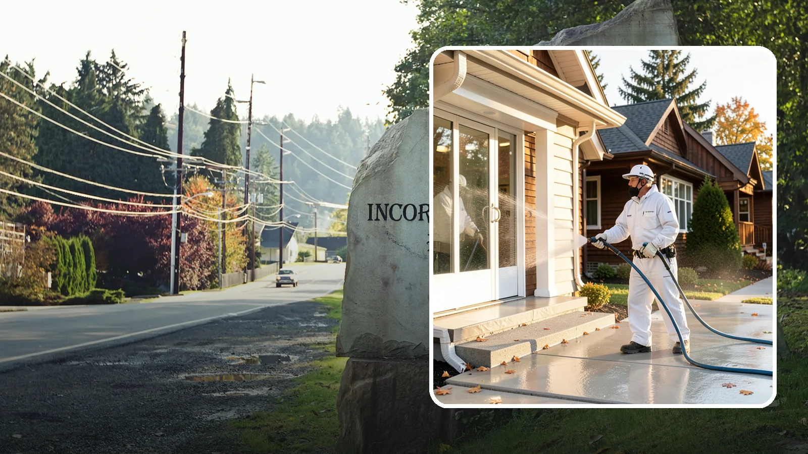New Construction Cleaning in Wilkeson, Pierce County, WA - We give newly built Washington homes and buildings a first exterior cleaning to remove build residue before move-in.