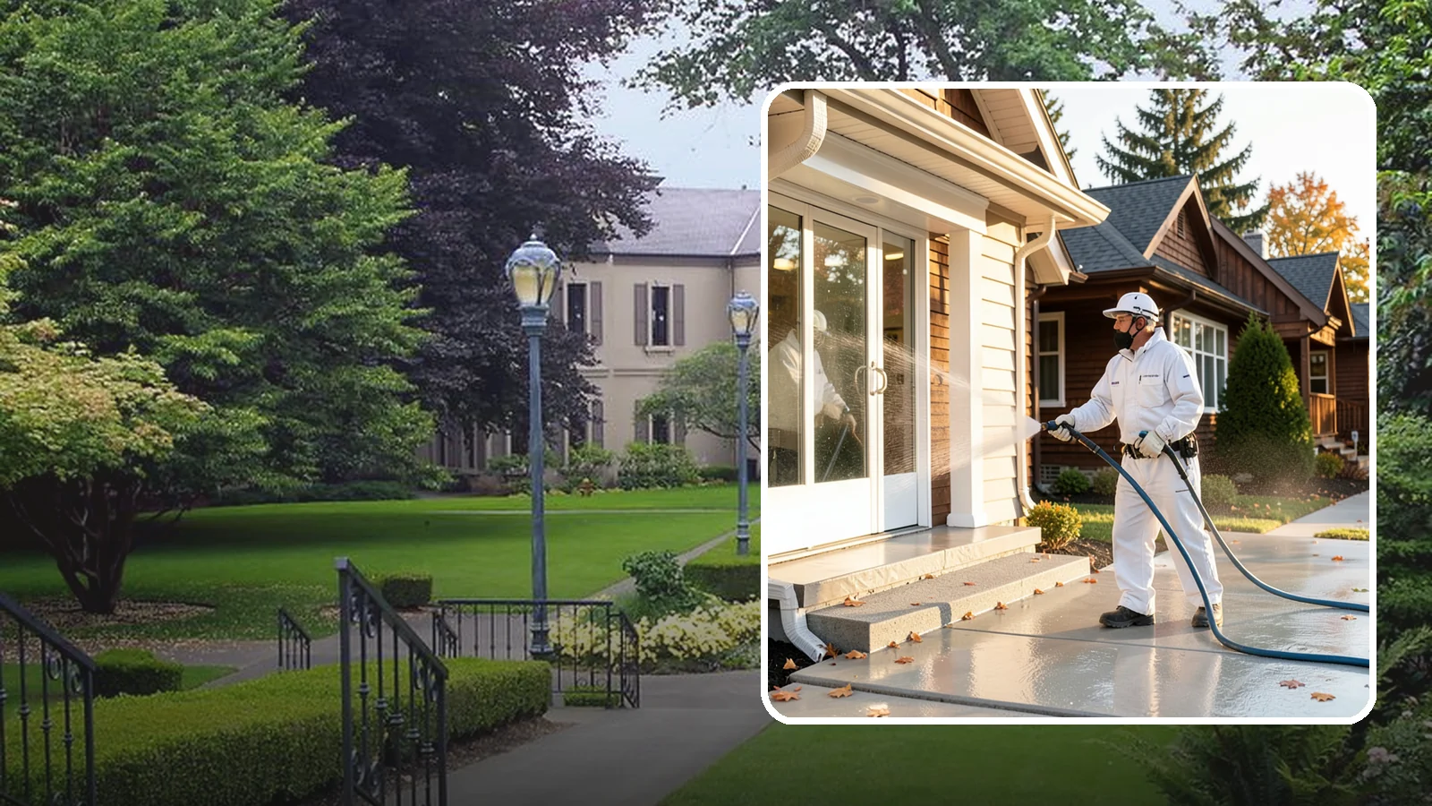New Construction Cleaning in Woodinville, King County, WA - We give newly built Washington homes and buildings a first exterior cleaning to remove build residue before move-in.