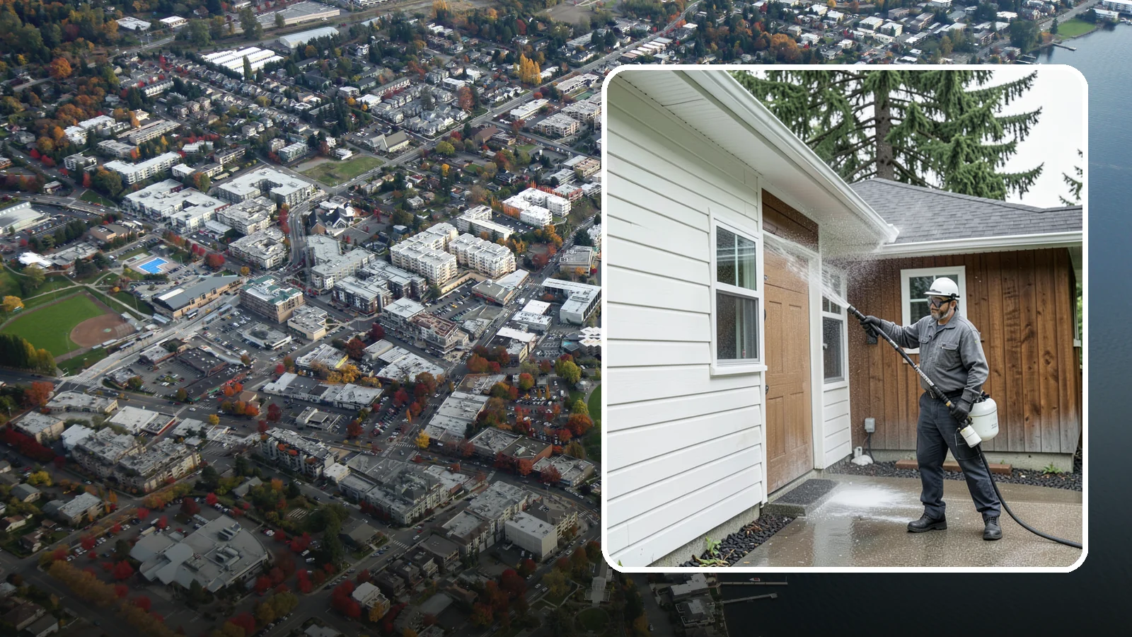 New Homeowner Exterior Cleaning in Kirkland, King County, WA - New homeowner exterior cleaning welcomes you to your home with a complete outside wash that establishes a clean baseline to...