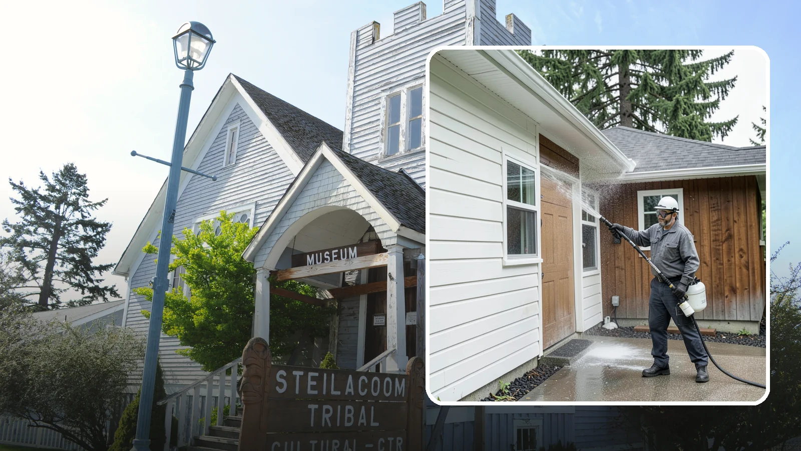 New Homeowner Exterior Cleaning in Steilacoom, Pierce County, WA - New homeowner exterior cleaning welcomes you to your home with a complete outside wash that establishes a clean baseline to...