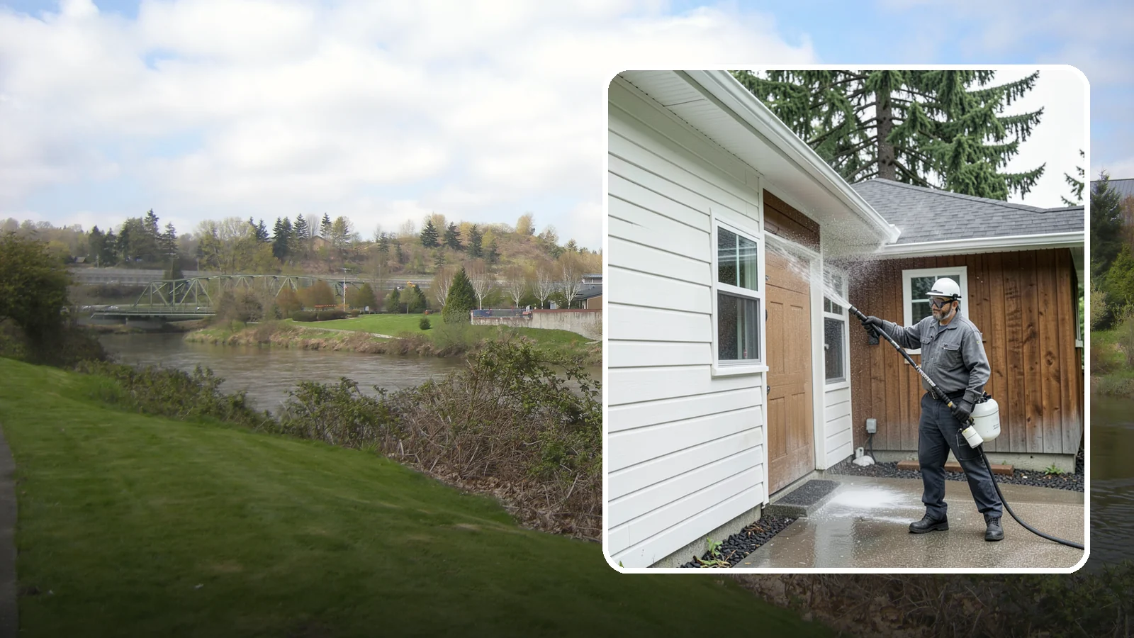 New Homeowner Exterior Cleaning in Tukwila, King County, WA - New homeowner exterior cleaning welcomes you to your home with a complete outside wash that establishes a clean baseline to...
