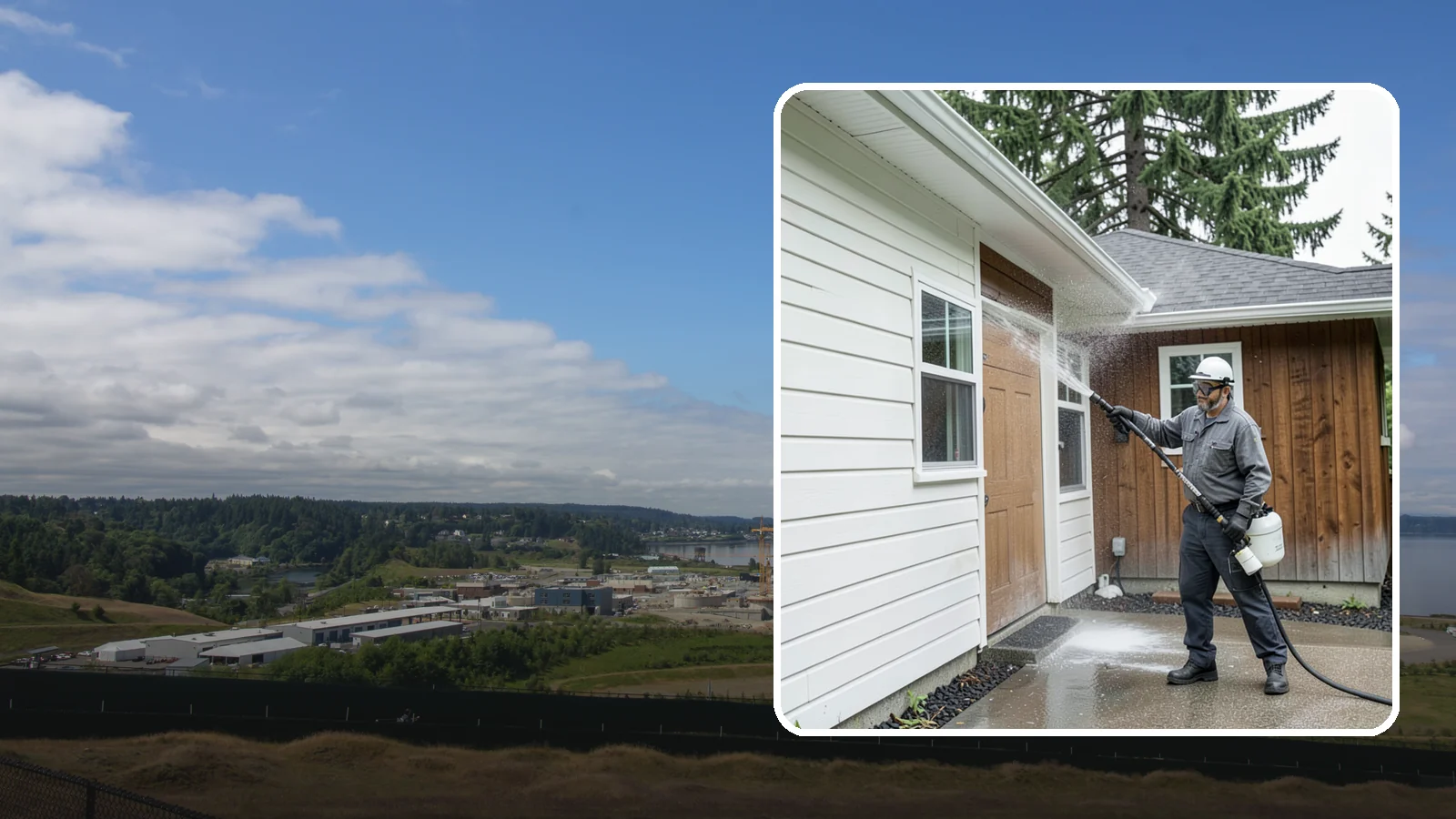 New Homeowner Exterior Cleaning in University Place, Pierce County, WA - New homeowner exterior cleaning welcomes you to your home with a complete outside wash that establishes a clean baseline to...