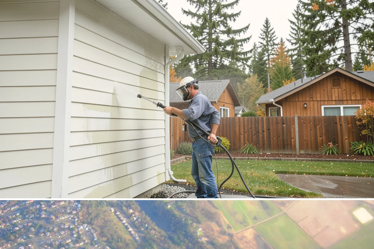 Office Building Washing in Algona, King County, WA - Annual washing in mid-summer captures the best drying conditions, with entry areas refreshed each quarter.