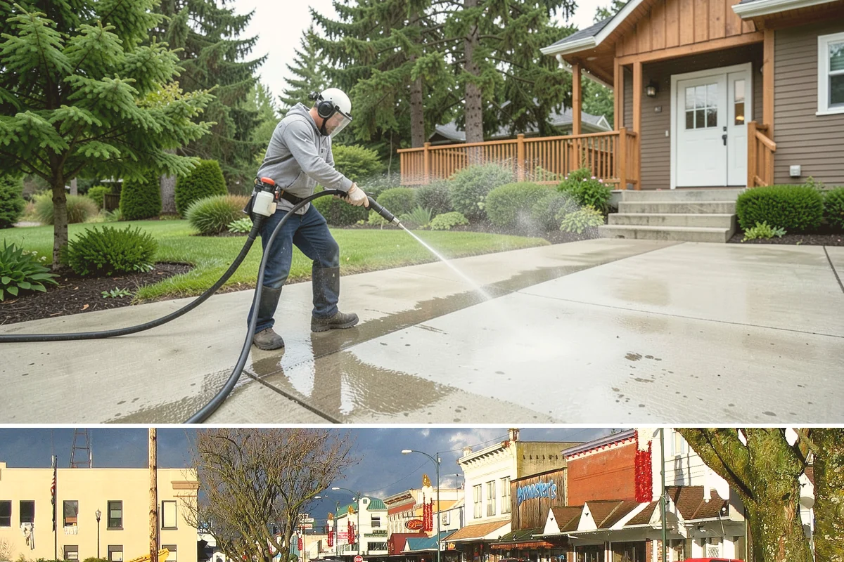 Office Building Washing in Arlington, Snohomish County, WA - Annual washing in mid-summer captures the best drying conditions, with entry areas refreshed each quarter.