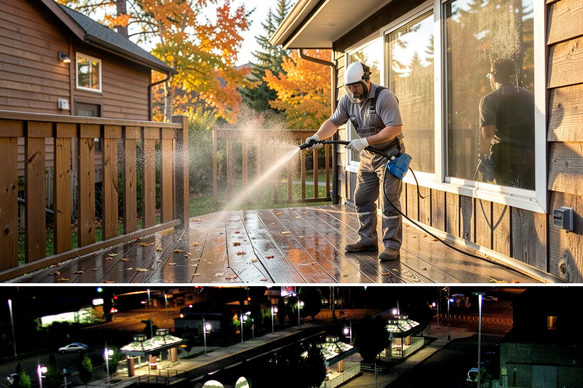 Office Building Washing in Auburn, King County, WA - Annual washing in mid-summer captures the best drying conditions, with entry areas refreshed each quarter.
