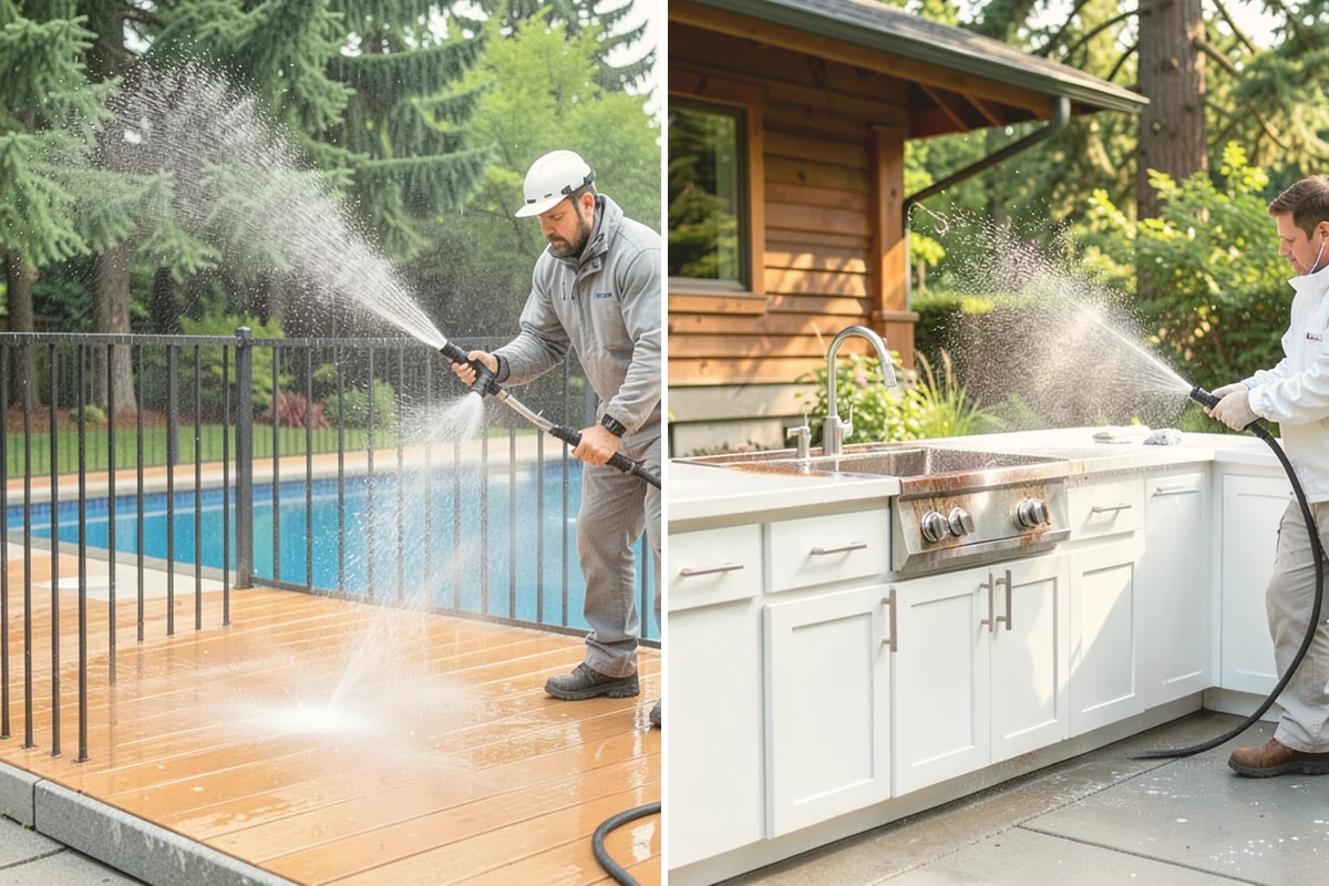 Office Building Washing in Bellevue, King County, WA - Survey cladding materials and pressure tolerances
