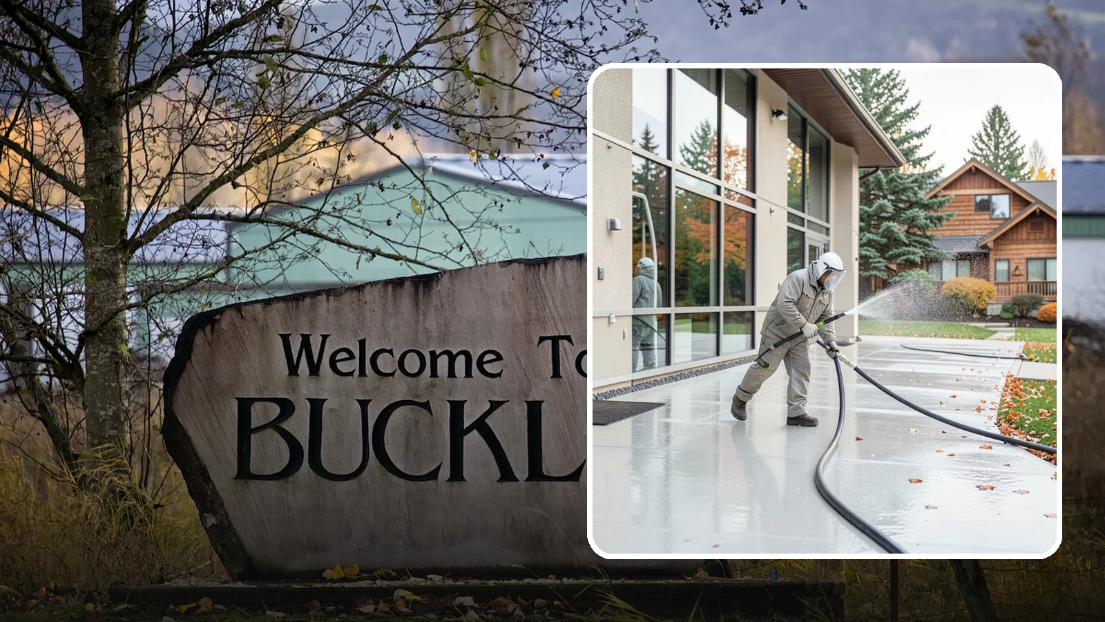 Office Building Washing in Buckley, Pierce County, WA - Our team washes office building exteriors across Washington to keep entrances, walkways, and cladding crisp for staff and clients.