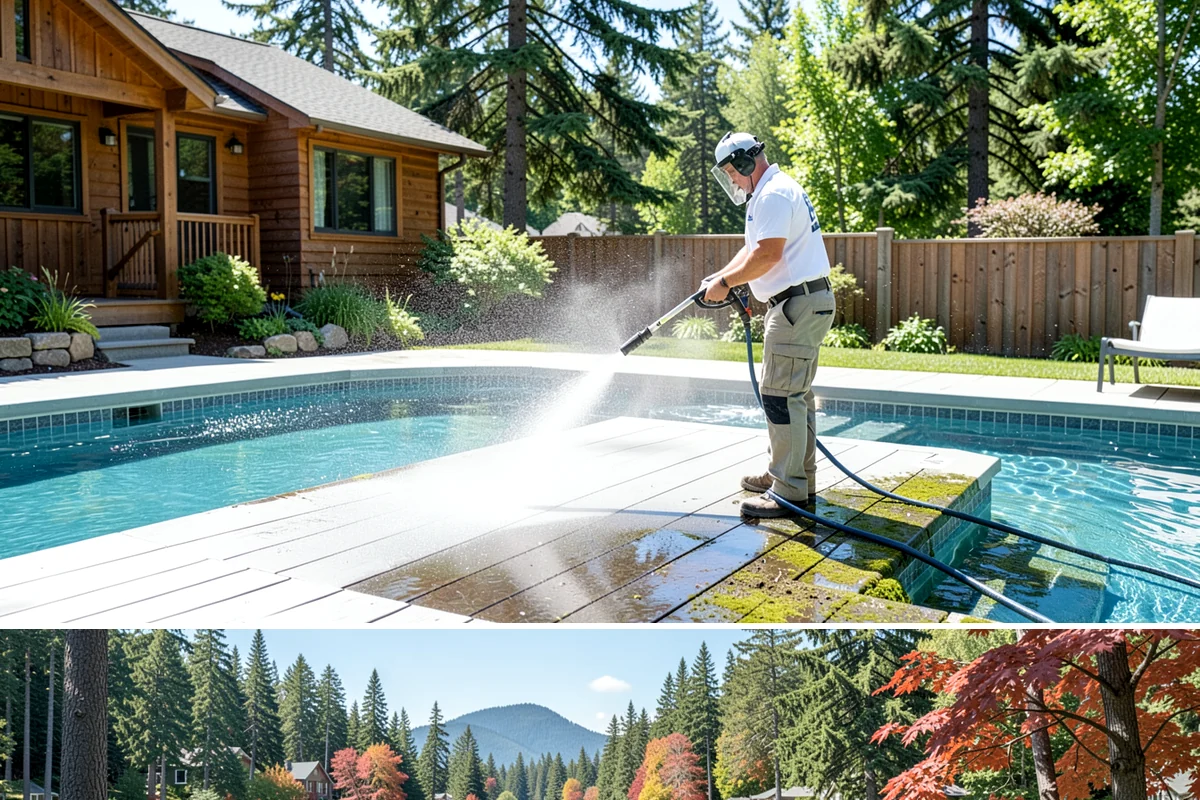 Office Building Washing in Covington, King County, WA - Annual washing in mid-summer captures the best drying conditions, with entry areas refreshed each quarter.