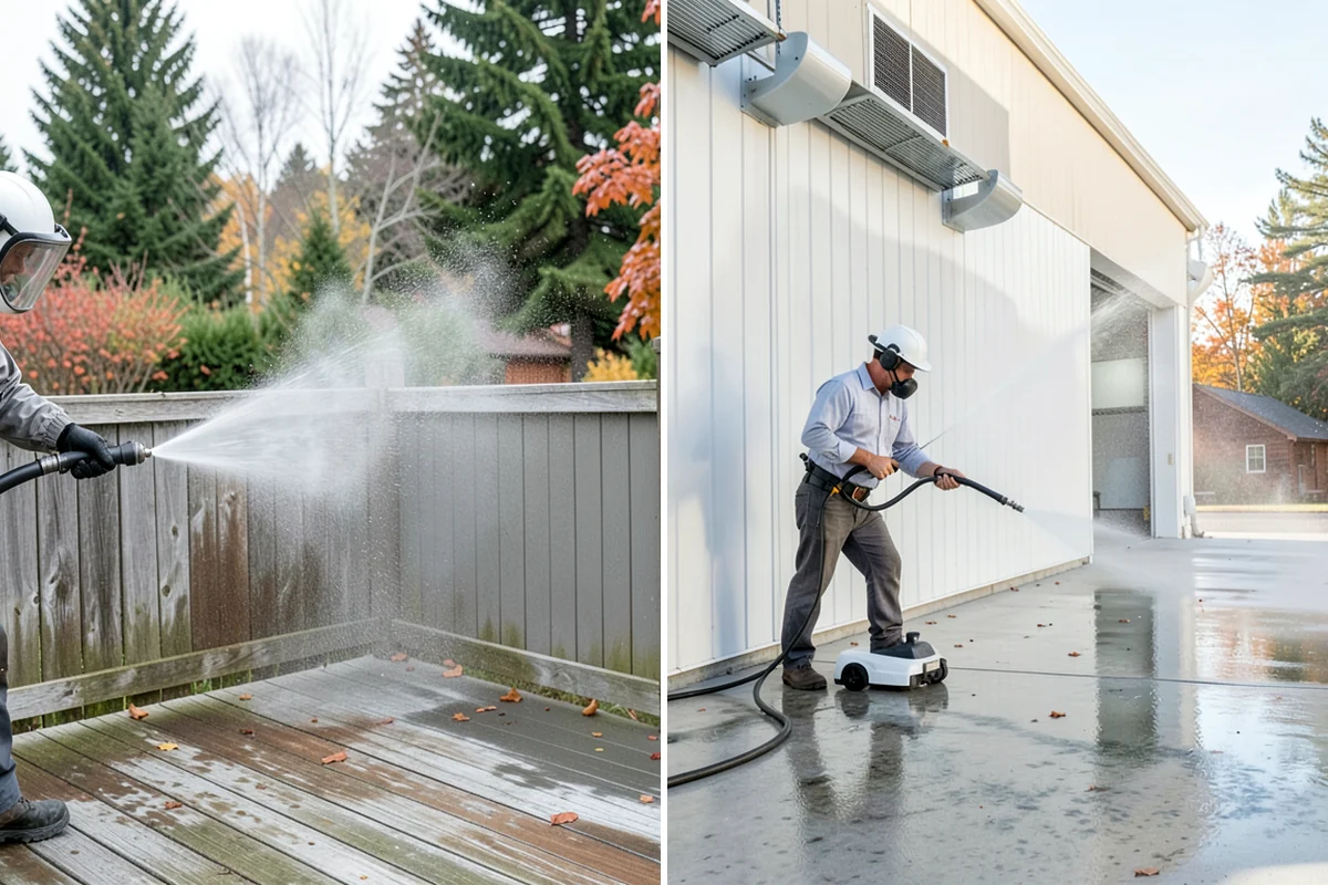 Office Building Washing in DuPont, Pierce County, WA - Survey cladding materials and pressure tolerances