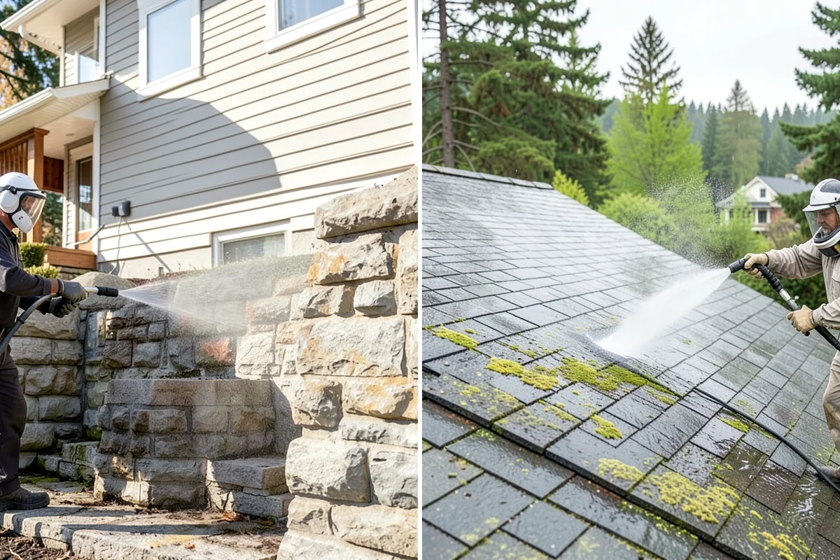 Office Building Washing in Gig Harbor, Pierce County, WA - Survey cladding materials and pressure tolerances