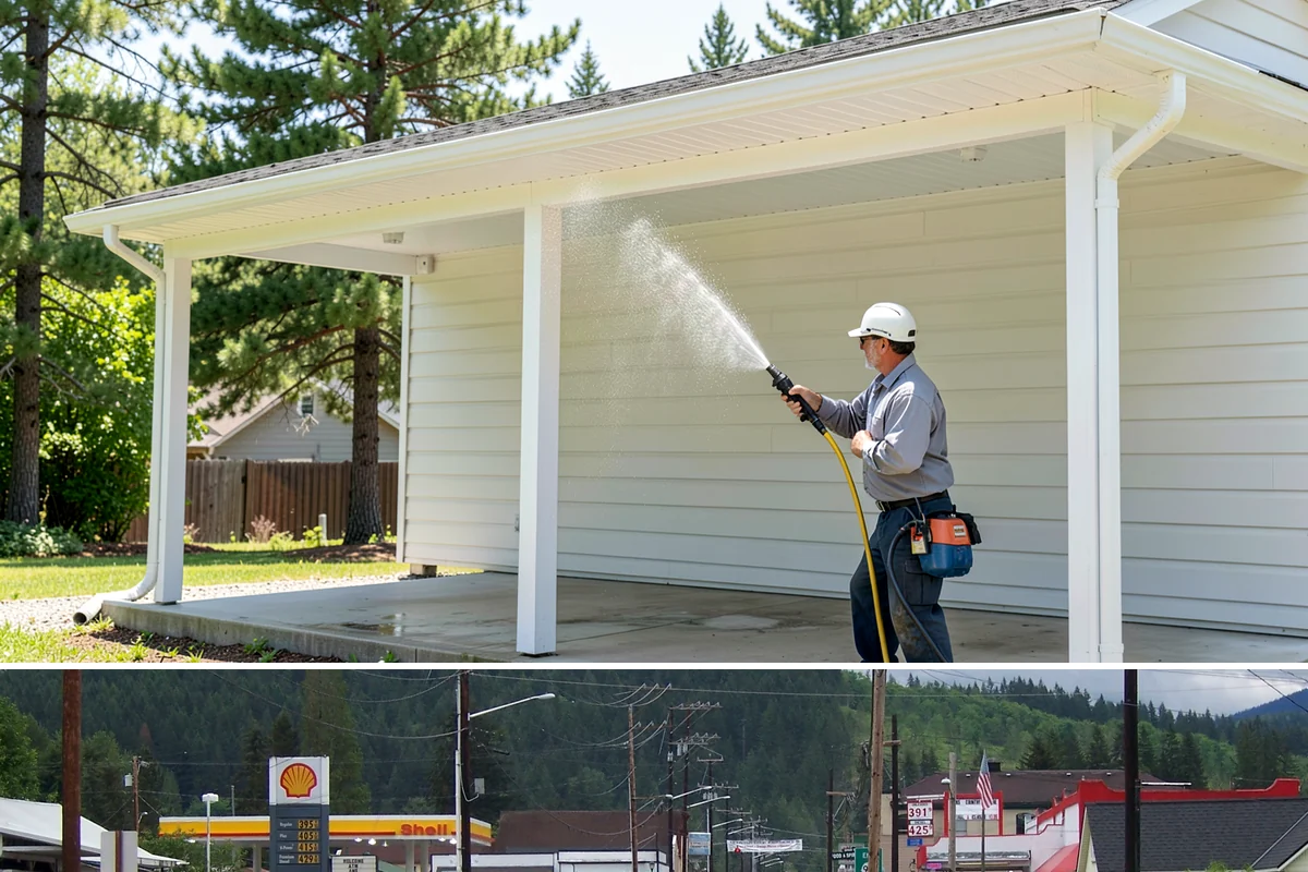 Office Building Washing in Granite Falls, Snohomish County, WA - Annual washing in mid-summer captures the best drying conditions, with entry areas refreshed each quarter.