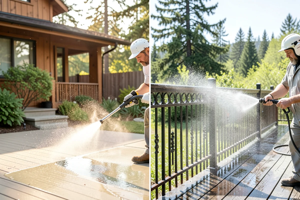 Office Building Washing in Lake Forest Park, King County, WA - Survey cladding materials and pressure tolerances