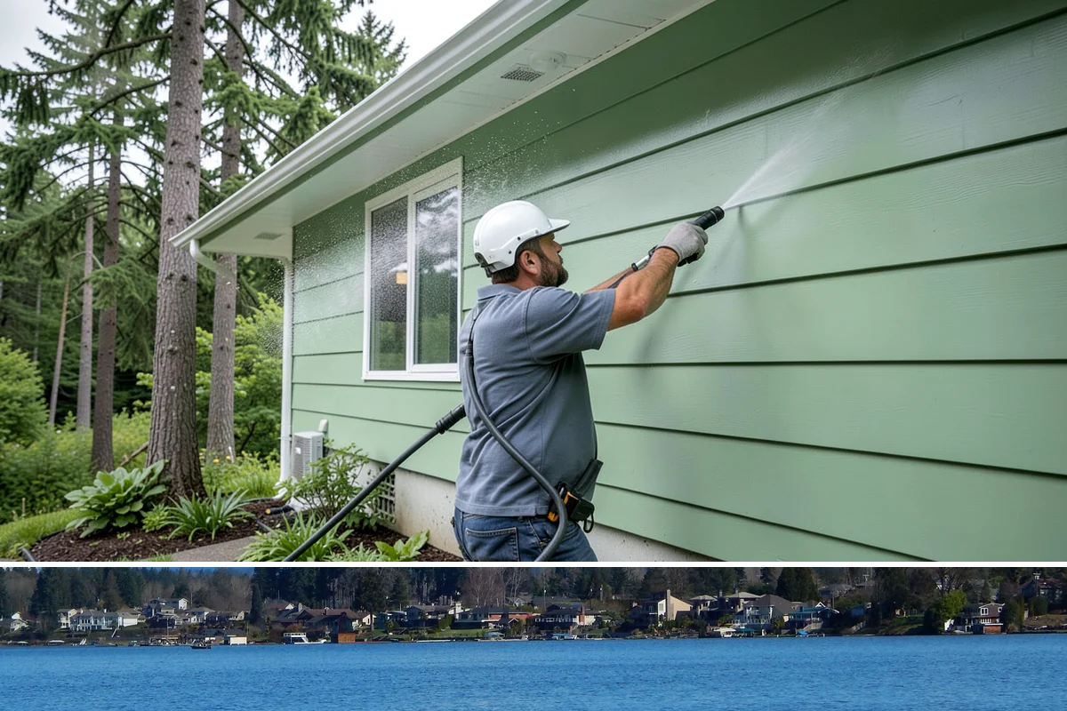 Office Building Washing in Lake Stevens, Snohomish County, WA - Annual washing in mid-summer captures the best drying conditions, with entry areas refreshed each quarter.