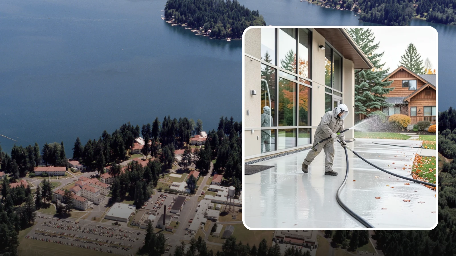 Office Building Washing in Lakewood, Pierce County, WA - Our team washes office building exteriors across Washington to keep entrances, walkways, and cladding crisp for staff and clients.