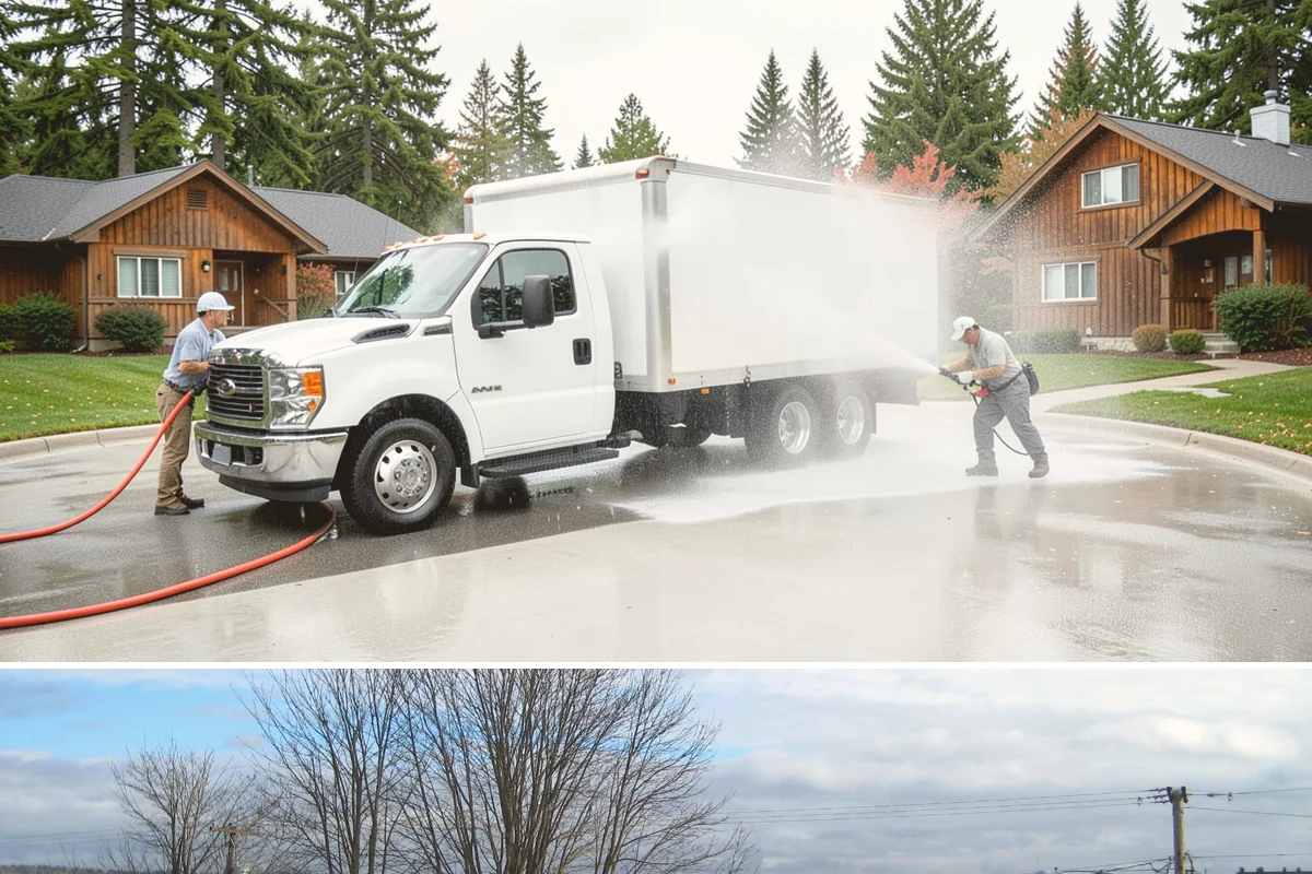Office Building Washing in Langley, Island County, WA - Annual washing in mid-summer captures the best drying conditions, with entry areas refreshed each quarter.