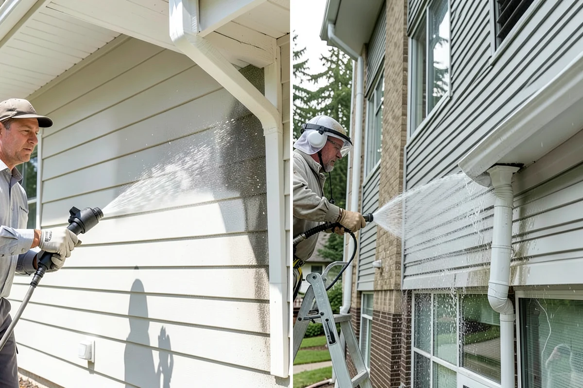 Office Building Washing in Lyman, Skagit County, WA - Survey cladding materials and pressure tolerances