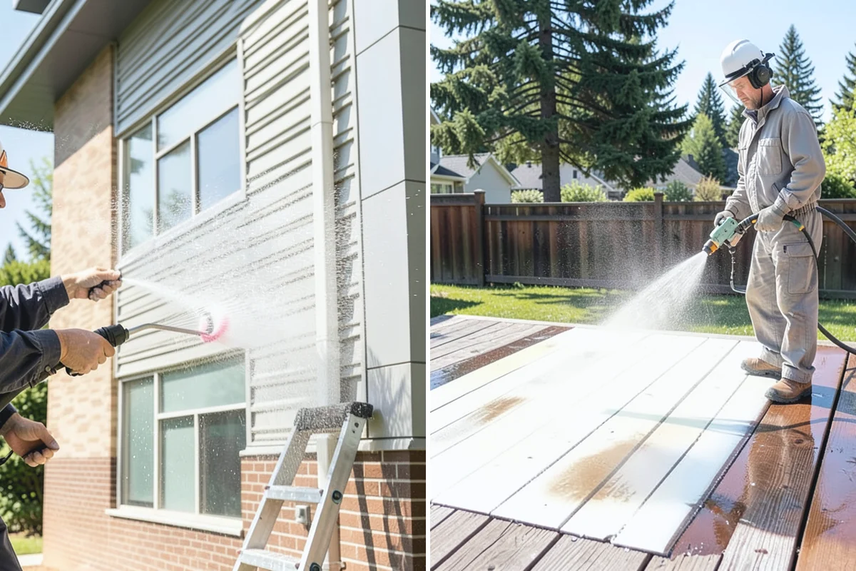Office Building Washing in Marysville, Snohomish County, WA - Survey cladding materials and pressure tolerances