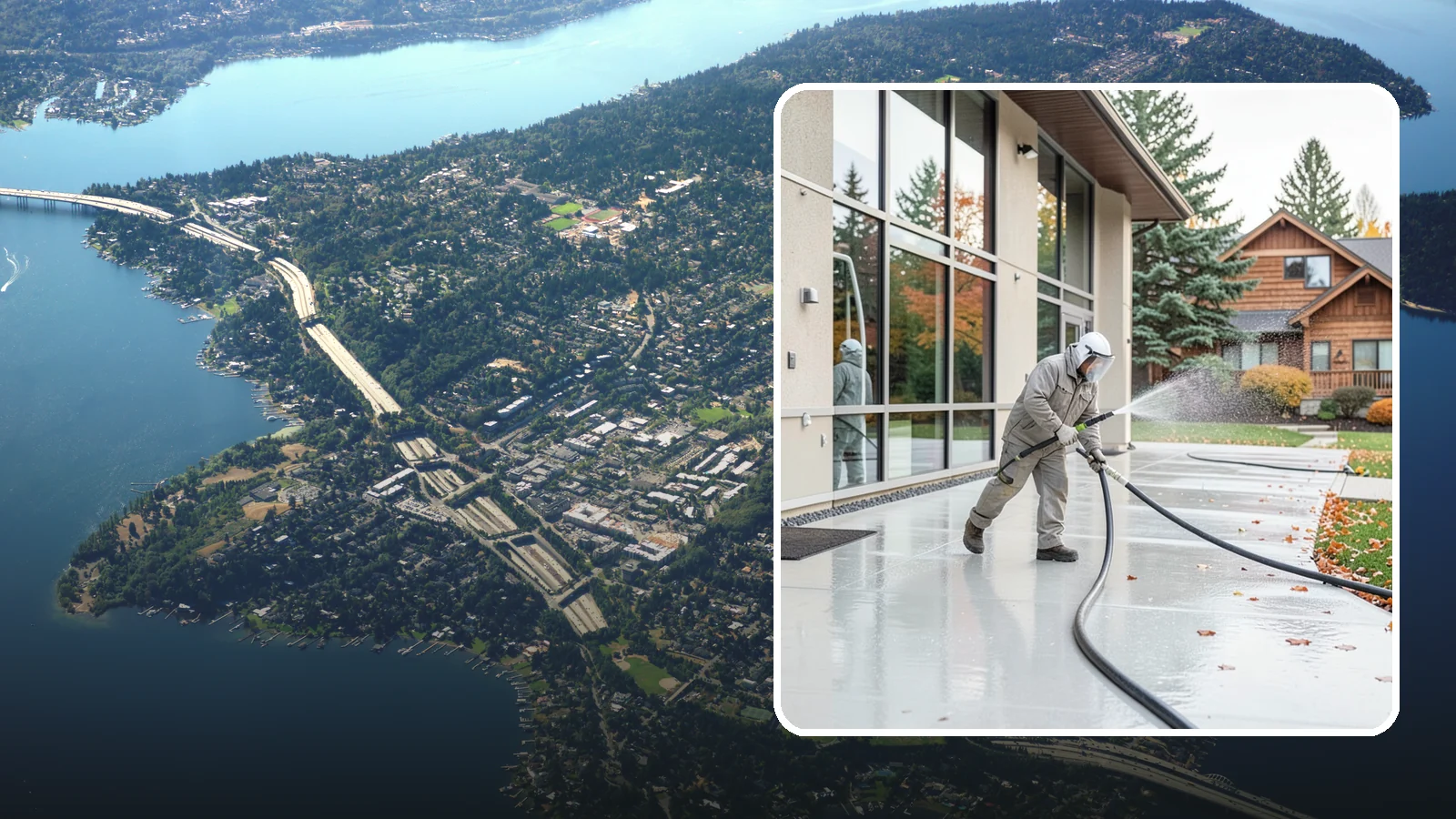 Office Building Washing in Mercer Island, King County, WA - Our team washes office building exteriors across Washington to keep entrances, walkways, and cladding crisp for staff and clients.