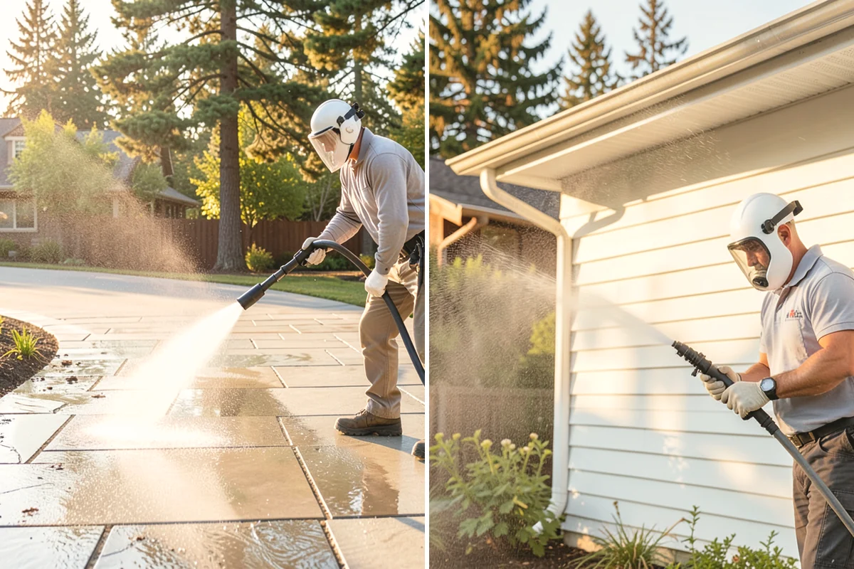 Office Building Washing in Mercer Island, King County, WA - Survey cladding materials and pressure tolerances