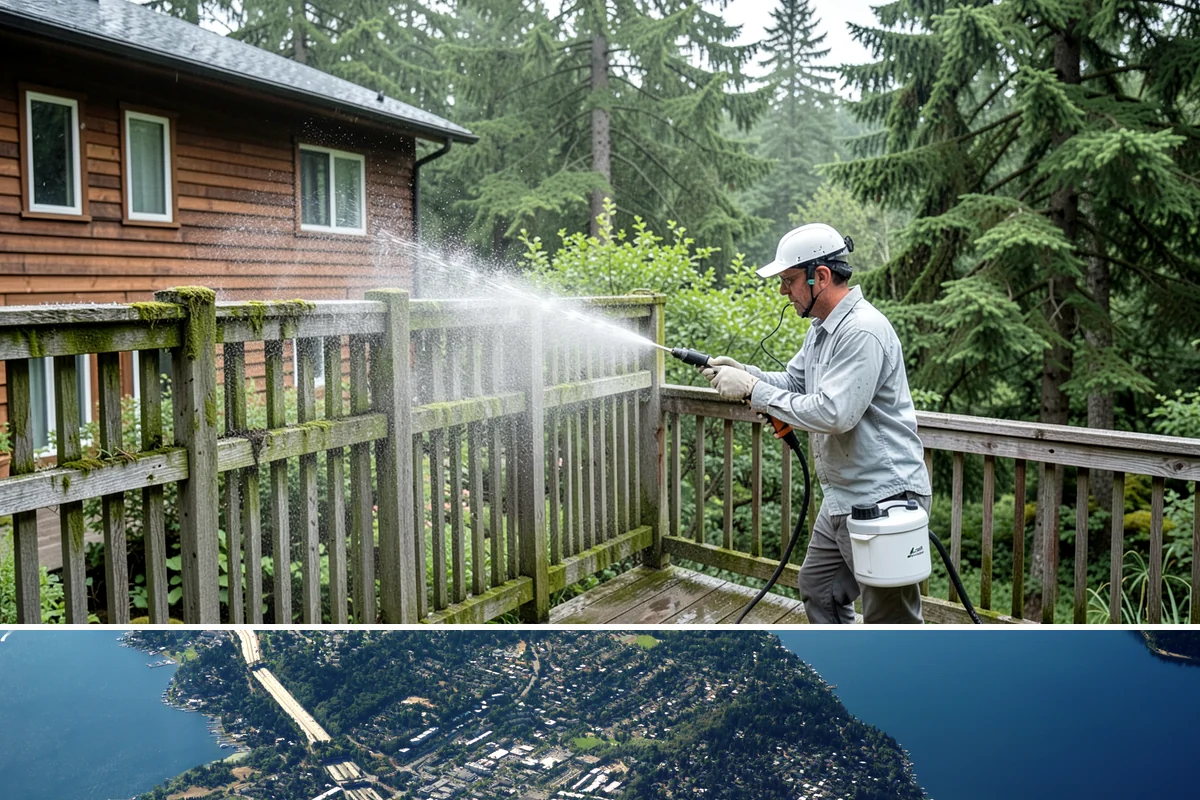 Office Building Washing in Mercer Island, King County, WA - Annual washing in mid-summer captures the best drying conditions, with entry areas refreshed each quarter.