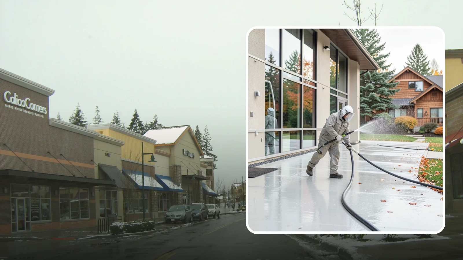 Office Building Washing in Mill Creek, Snohomish County, WA - Our team washes office building exteriors across Washington to keep entrances, walkways, and cladding crisp for staff and clients.