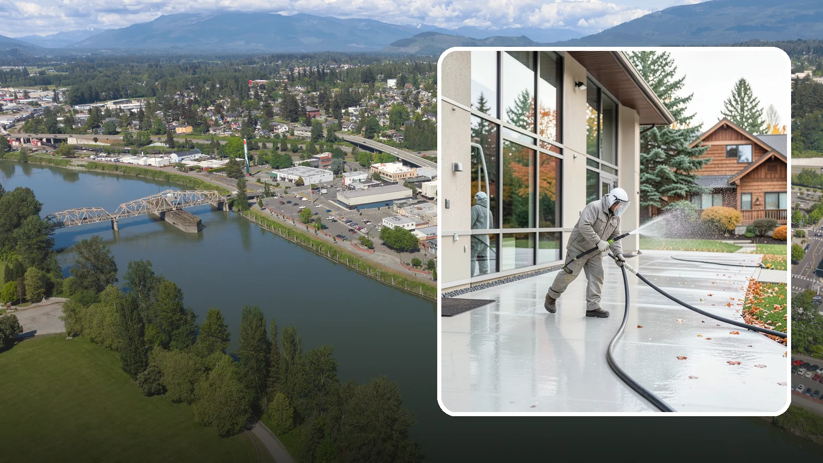Office Building Washing in Mount Vernon, Skagit County, WA - Our team washes office building exteriors across Washington to keep entrances, walkways, and cladding crisp for staff and clients.