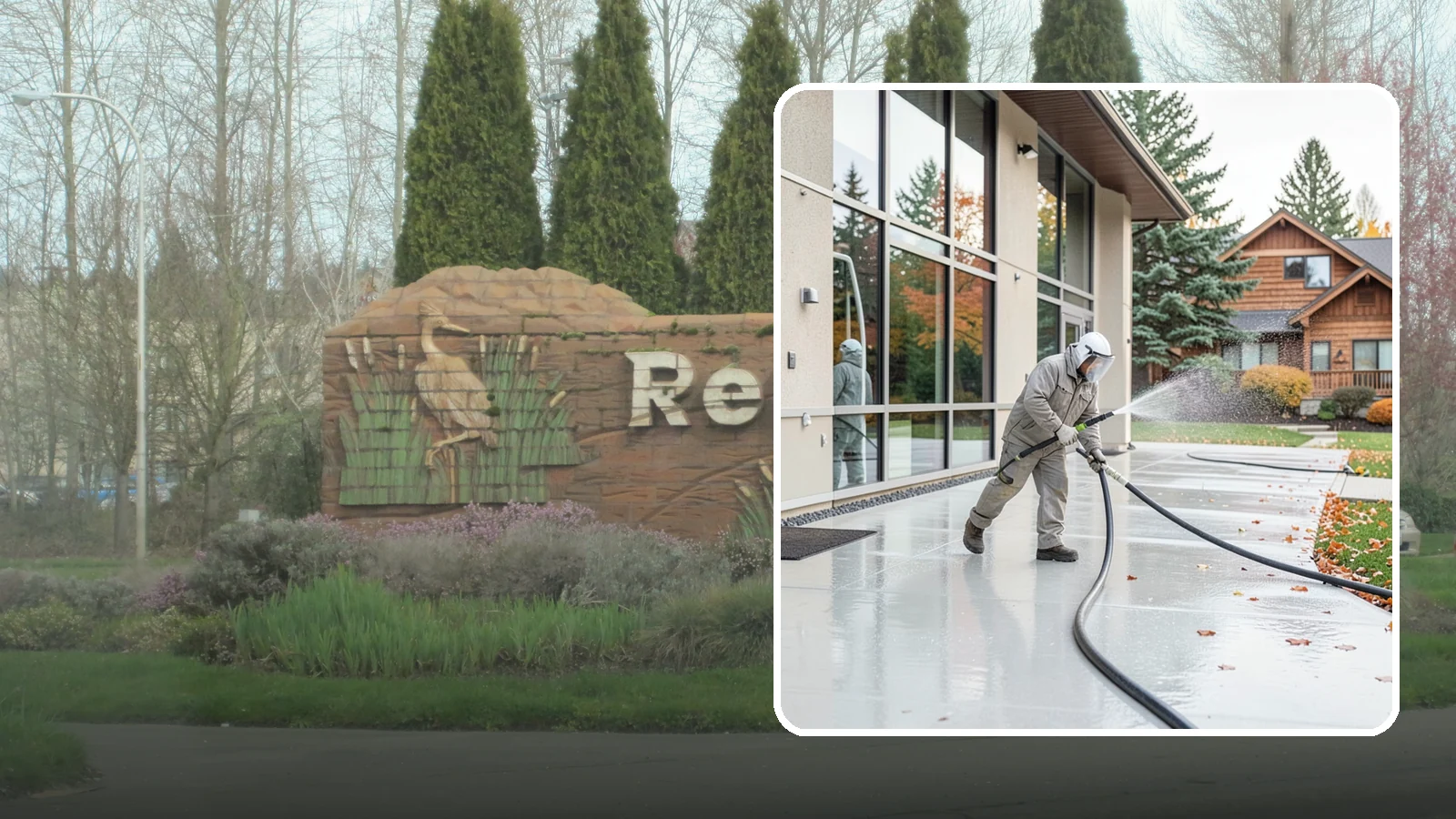 Office Building Washing in Renton, King County, WA - Our team washes office building exteriors across Washington to keep entrances, walkways, and cladding crisp for staff and clients.