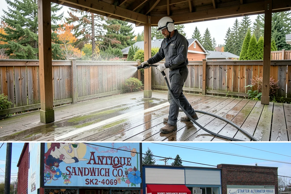 Office Building Washing in Ruston, Pierce County, WA - Annual washing in mid-summer captures the best drying conditions, with entry areas refreshed each quarter.