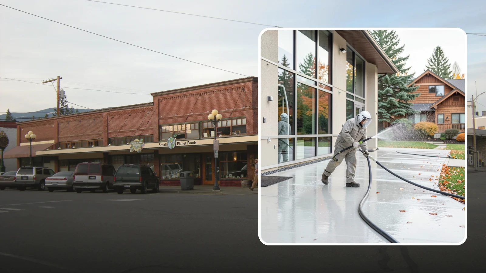 Office Building Washing in Sedro-Woolley, Skagit County, WA - Our team washes office building exteriors across Washington to keep entrances, walkways, and cladding crisp for staff and clients.