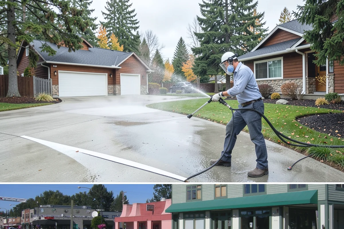 Office Building Washing in Snoqualmie, King County, WA - Annual washing in mid-summer captures the best drying conditions, with entry areas refreshed each quarter.