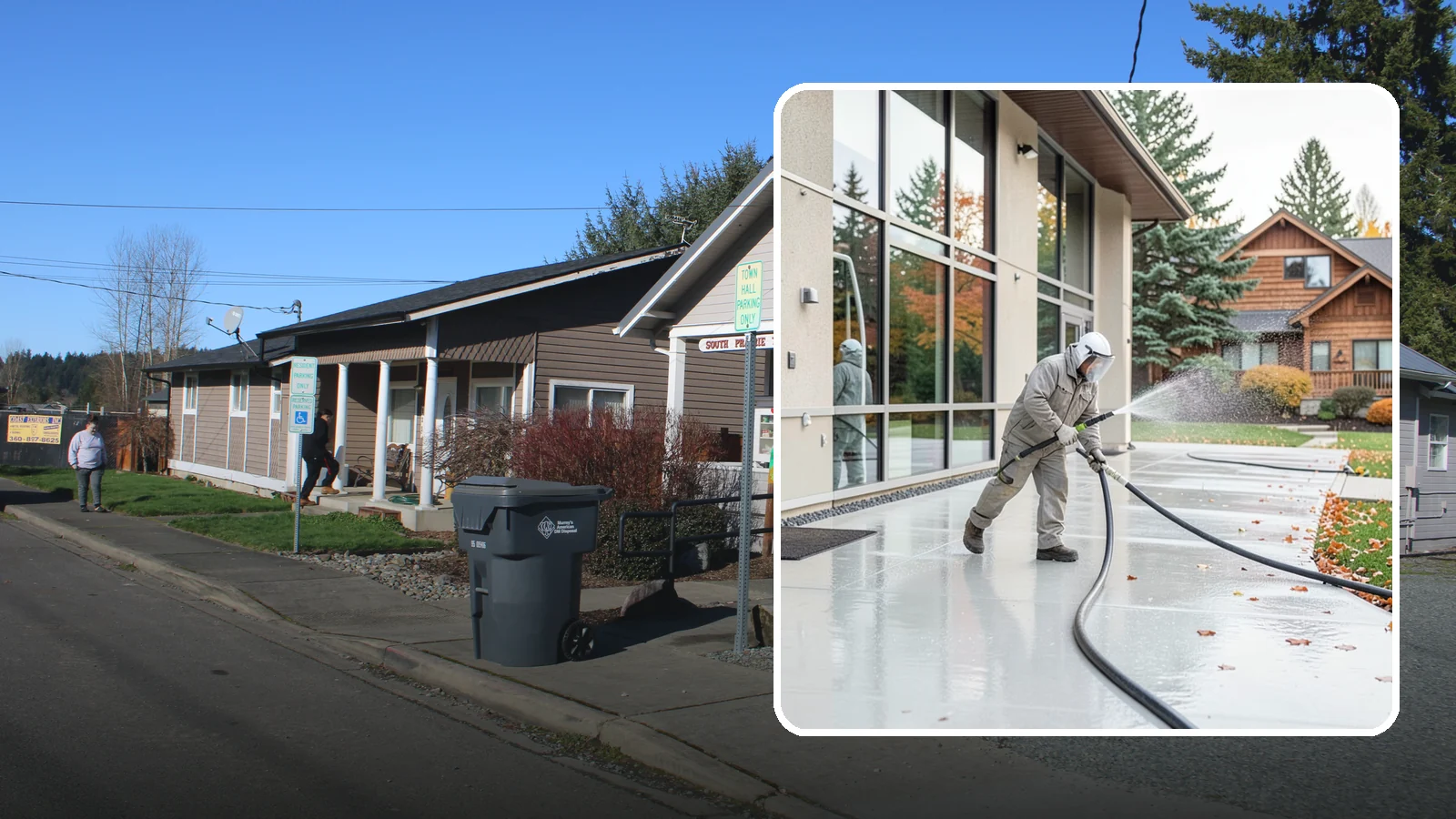 Office Building Washing in South Prairie, Pierce County, WA - Our team washes office building exteriors across Washington to keep entrances, walkways, and cladding crisp for staff and clients.