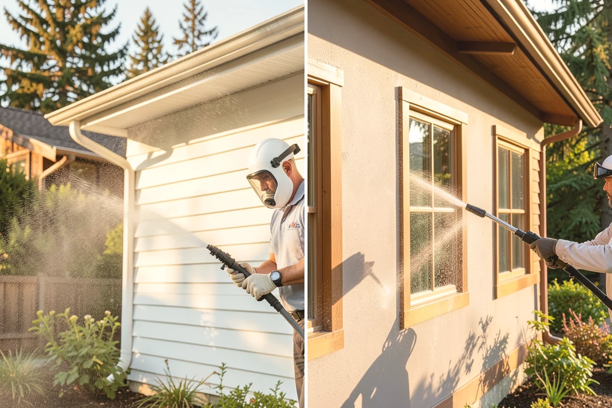 Office Building Washing in Tukwila, King County, WA - Survey cladding materials and pressure tolerances