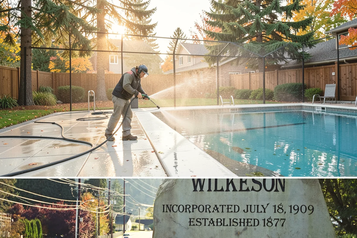 Office Building Washing in Wilkeson, Pierce County, WA - Annual washing in mid-summer captures the best drying conditions, with entry areas refreshed each quarter.