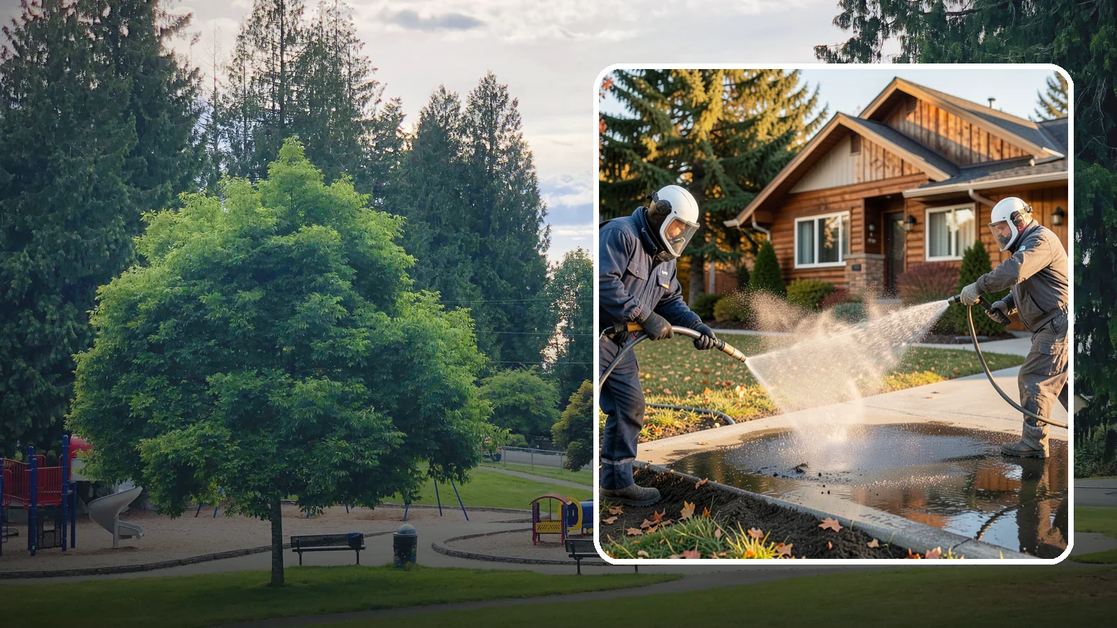 Oil Spill Cleanup in Bonney Lake, Pierce County, WA - We clean up oil spills on Washington driveways, lots, and shop floors to stop staining and runoff hazards.