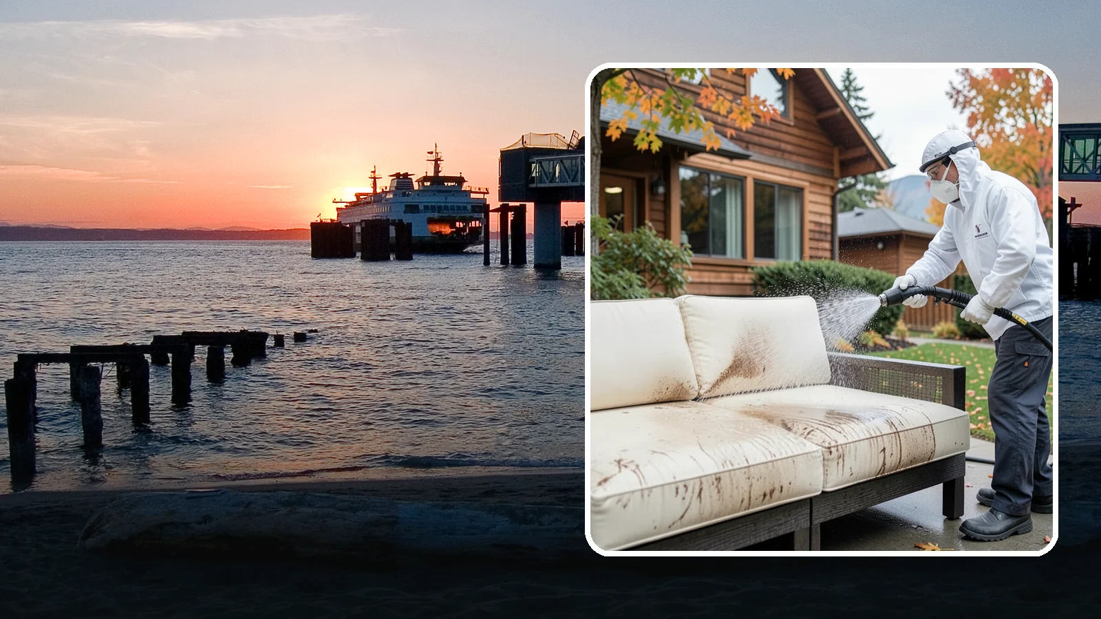Outdoor Cushion Cleaning in Edmonds, Snohomish County, WA - We wash, sanitize, and dry outdoor cushions to pull out the mustiness that settles in during long PNW wet seasons.