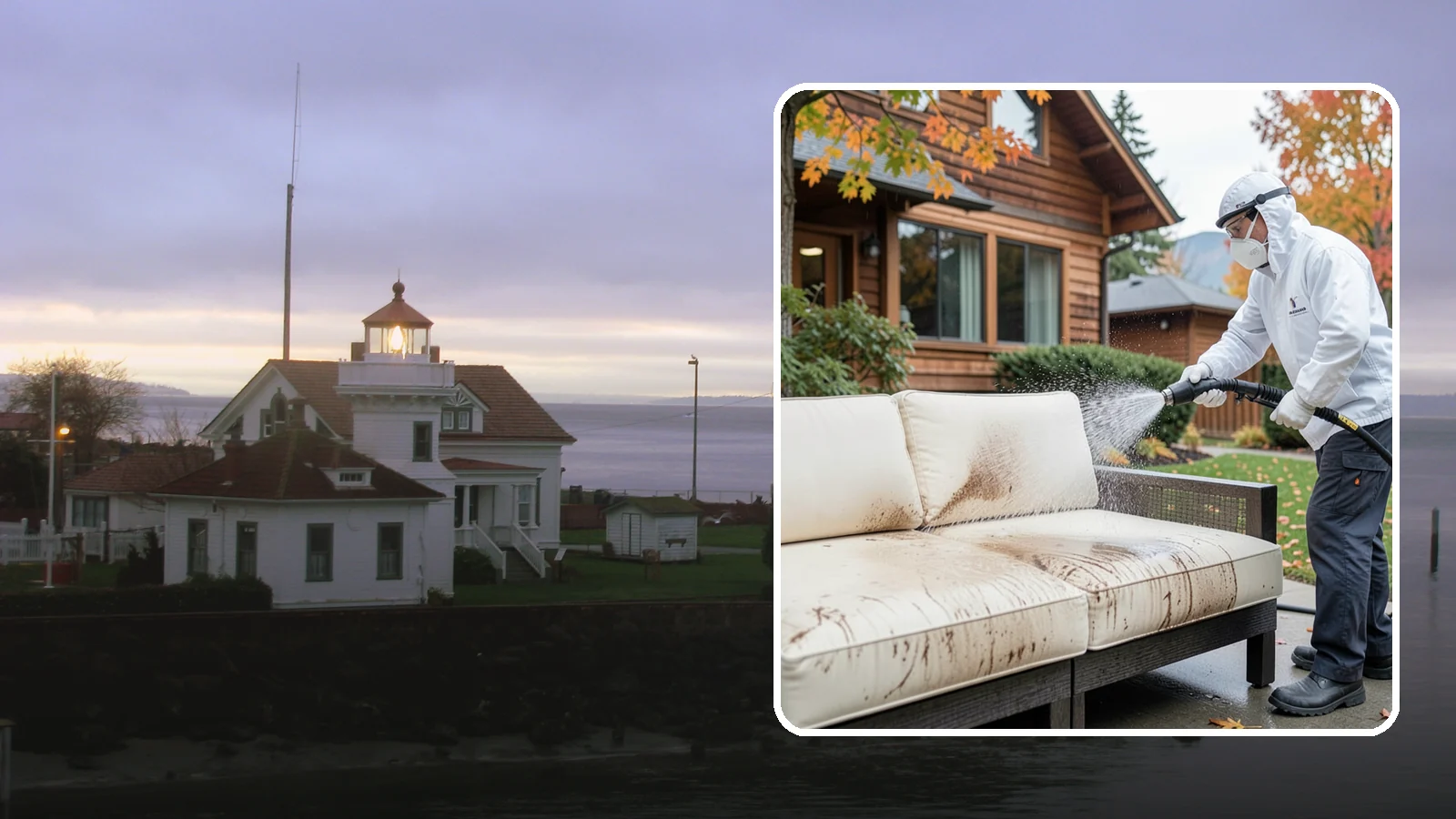 Outdoor Cushion Cleaning in Mukilteo, Snohomish County, WA - We wash, sanitize, and dry outdoor cushions to pull out the mustiness that settles in during long PNW wet seasons.