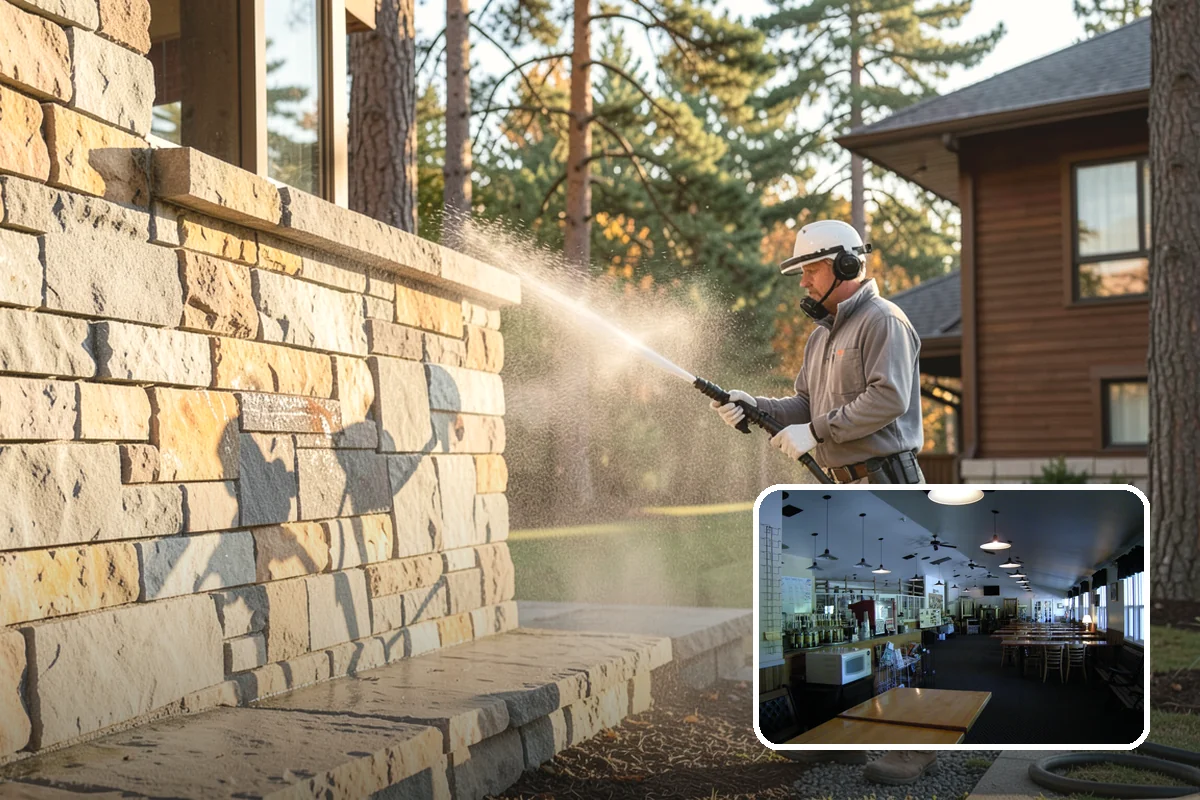 Outdoor Fireplace Cleaning in Black Diamond, King County, WA - Lifts soot and smoke staining from the masonry face