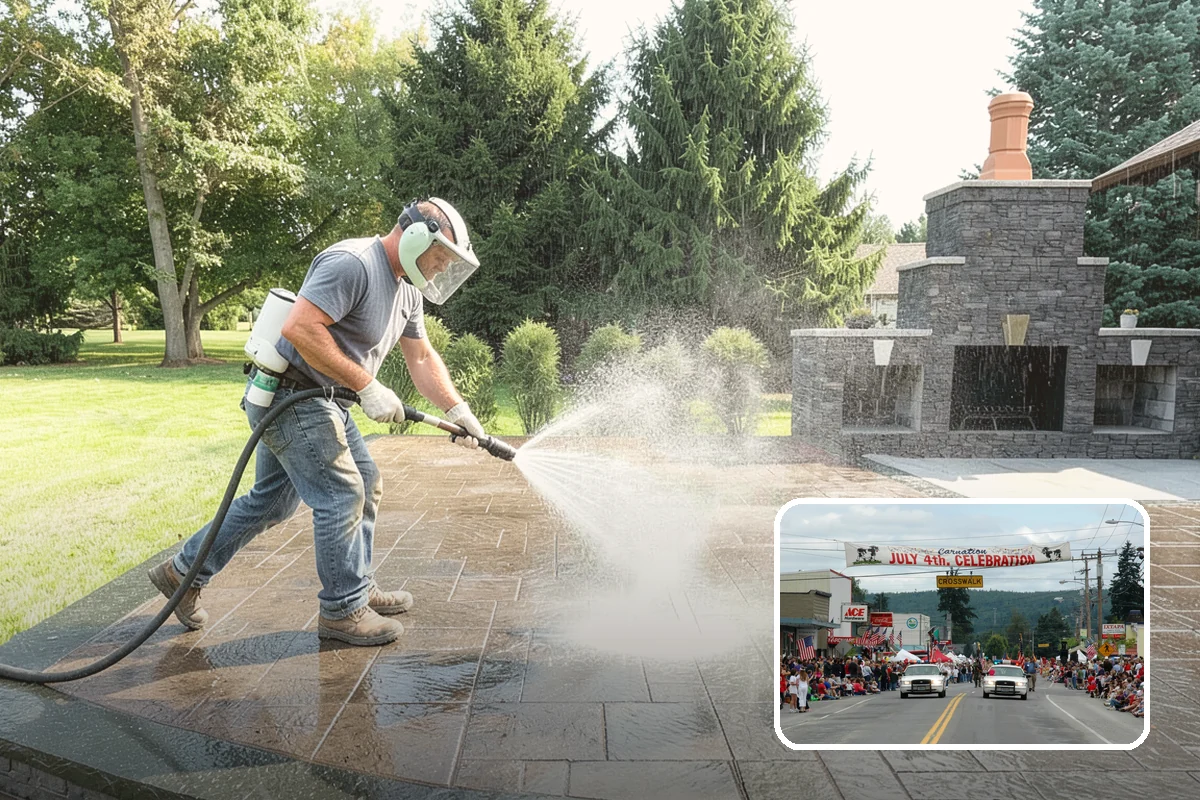 Outdoor Fireplace Cleaning in Carnation, King County, WA - Lifts soot and smoke staining from the masonry face