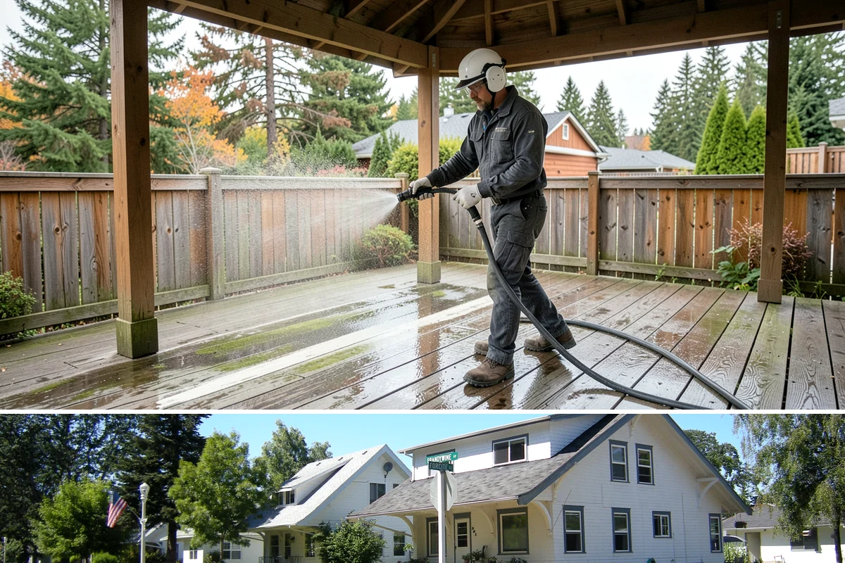 Outdoor Fireplace Cleaning in DuPont, Pierce County, WA - Spring cleaning readies the fireplace for summer evenings, and a dry day helps the masonry treatments work fully.