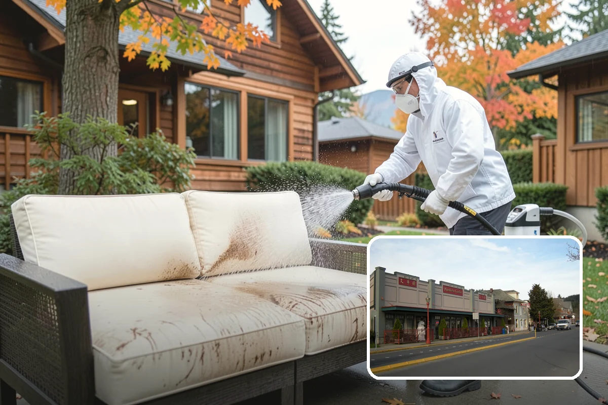 Outdoor Fireplace Cleaning in Issaquah, King County, WA - Lifts soot and smoke staining from the masonry face