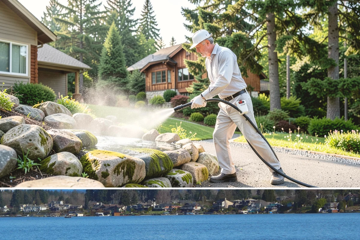 Outdoor Fireplace Cleaning in Lake Stevens, Snohomish County, WA - Spring cleaning readies the fireplace for summer evenings, and a dry day helps the masonry treatments work fully.