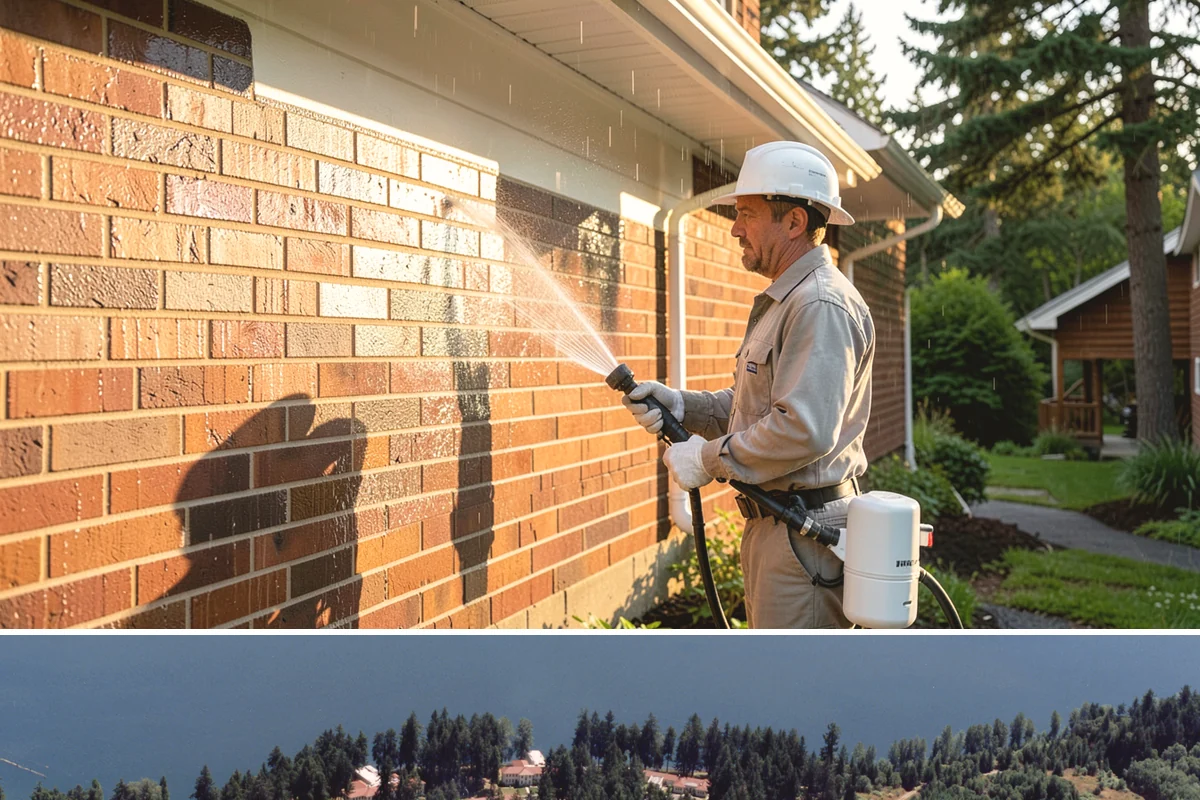 Outdoor Fireplace Cleaning in Lakewood, Pierce County, WA - Spring cleaning readies the fireplace for summer evenings, and a dry day helps the masonry treatments work fully.