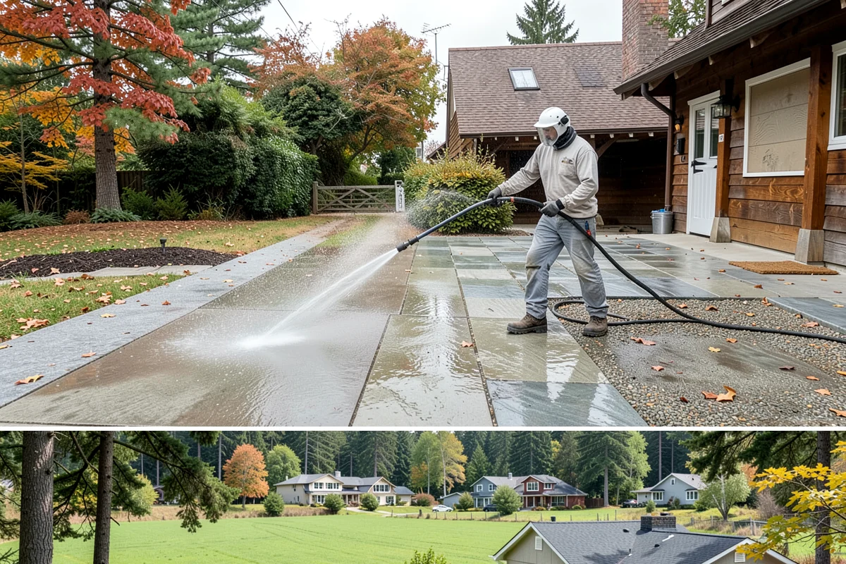 Outdoor Fireplace Cleaning in Lyman, Skagit County, WA - Spring cleaning readies the fireplace for summer evenings, and a dry day helps the masonry treatments work fully.