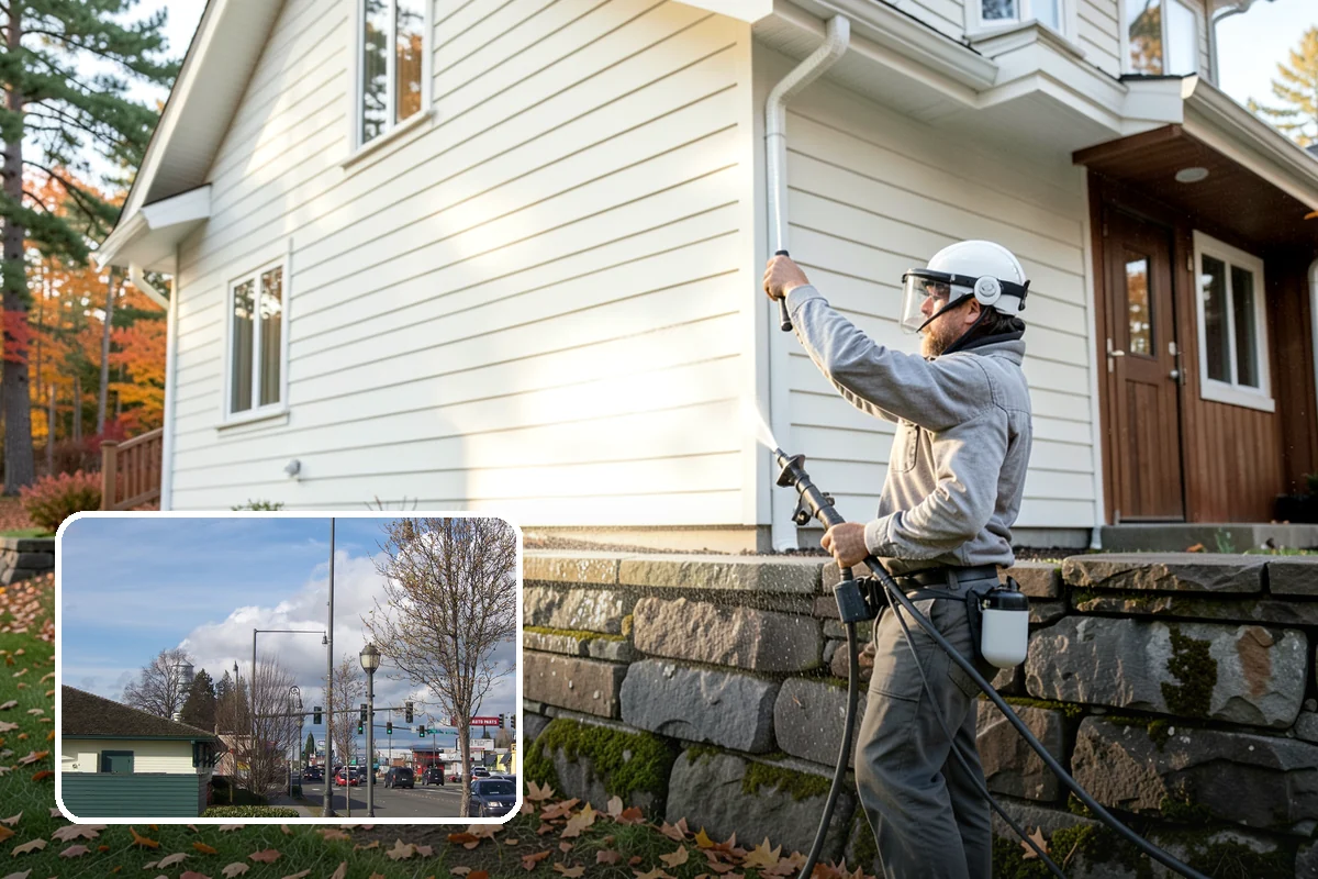 Outdoor Fireplace Cleaning in Marysville, Snohomish County, WA - Lifts soot and smoke staining from the masonry face