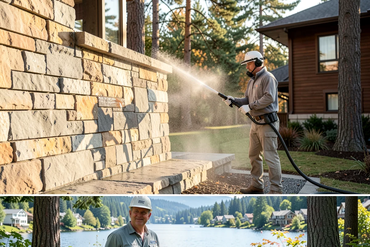 Outdoor Fireplace Cleaning in Milton, King County, WA - Spring cleaning readies the fireplace for summer evenings, and a dry day helps the masonry treatments work fully.