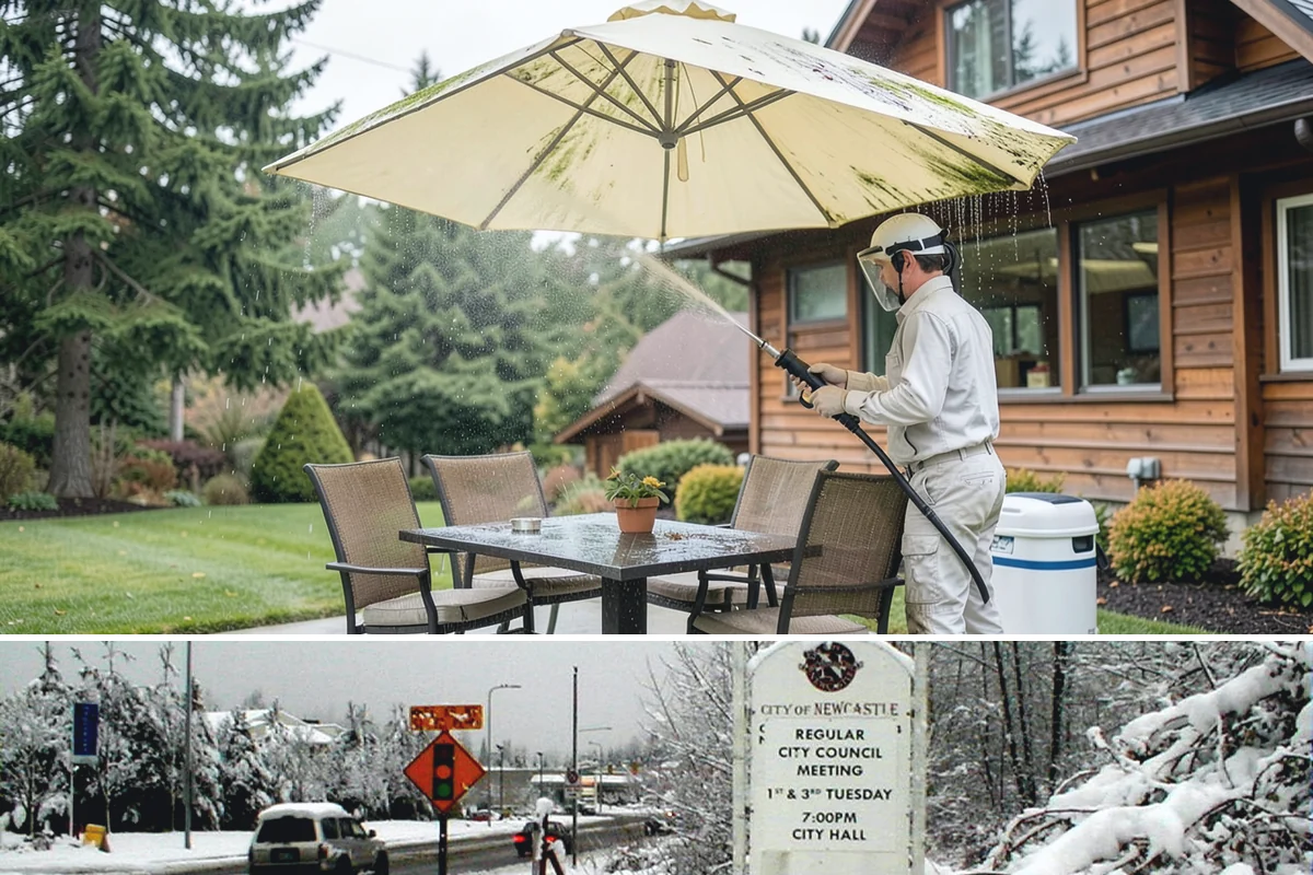 Outdoor Fireplace Cleaning in Newcastle, King County, WA - Spring cleaning readies the fireplace for summer evenings, and a dry day helps the masonry treatments work fully.