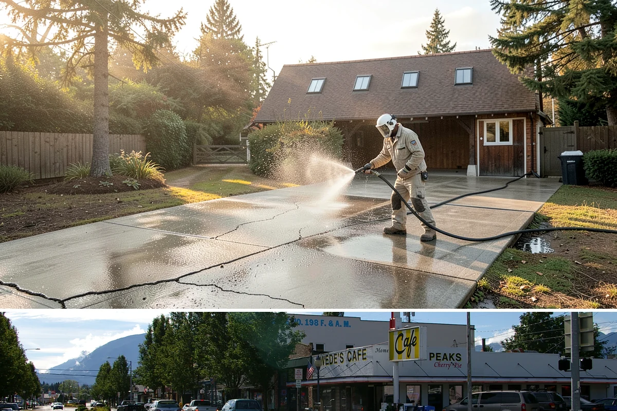 Outdoor Fireplace Cleaning in North Bend, King County, WA - Spring cleaning readies the fireplace for summer evenings, and a dry day helps the masonry treatments work fully.