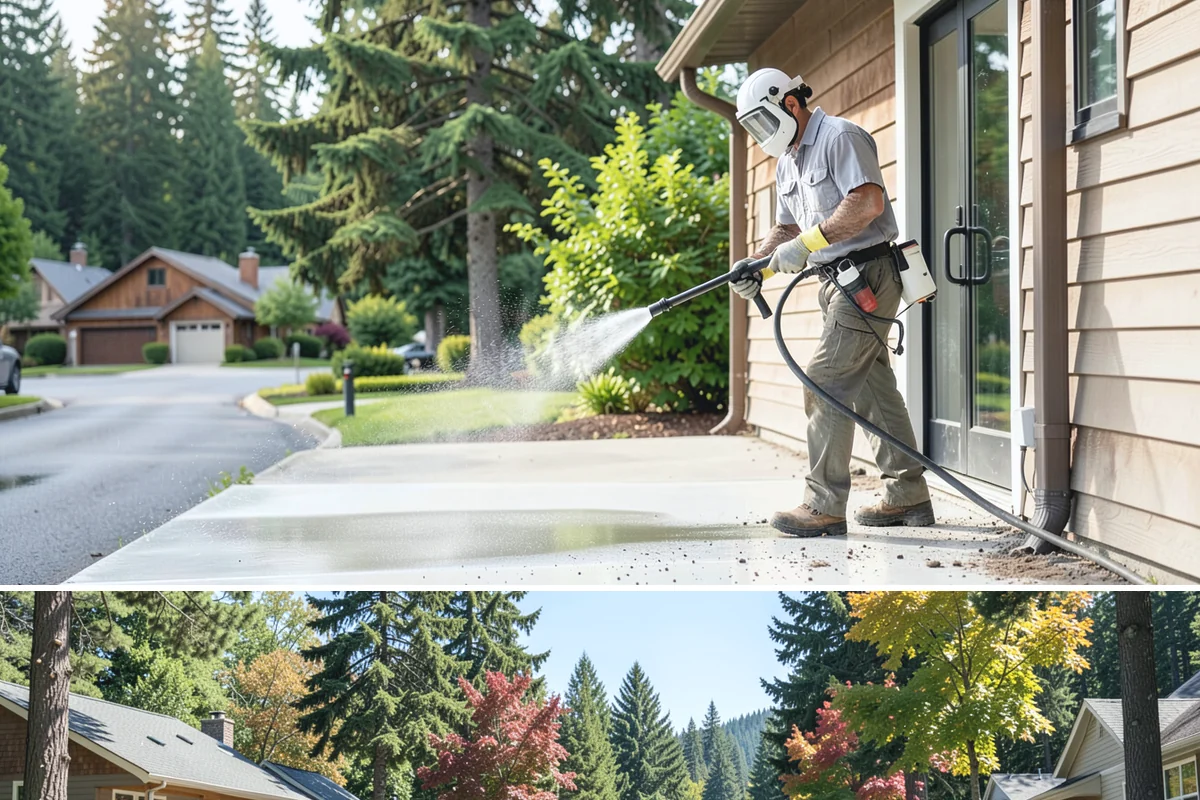 Outdoor Fireplace Cleaning in Orting, Pierce County, WA - Spring cleaning readies the fireplace for summer evenings, and a dry day helps the masonry treatments work fully.