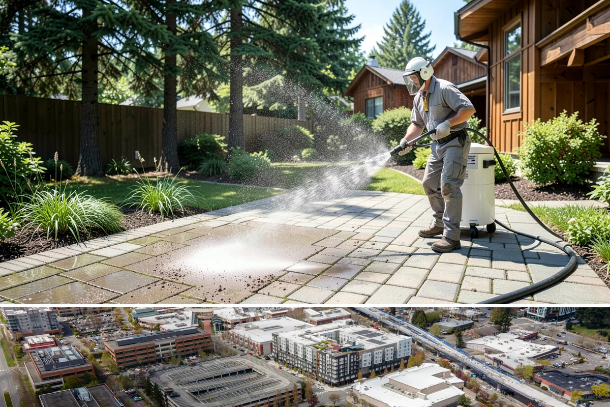 Outdoor Fireplace Cleaning in Redmond, King County, WA - Spring cleaning readies the fireplace for summer evenings, and a dry day helps the masonry treatments work fully.