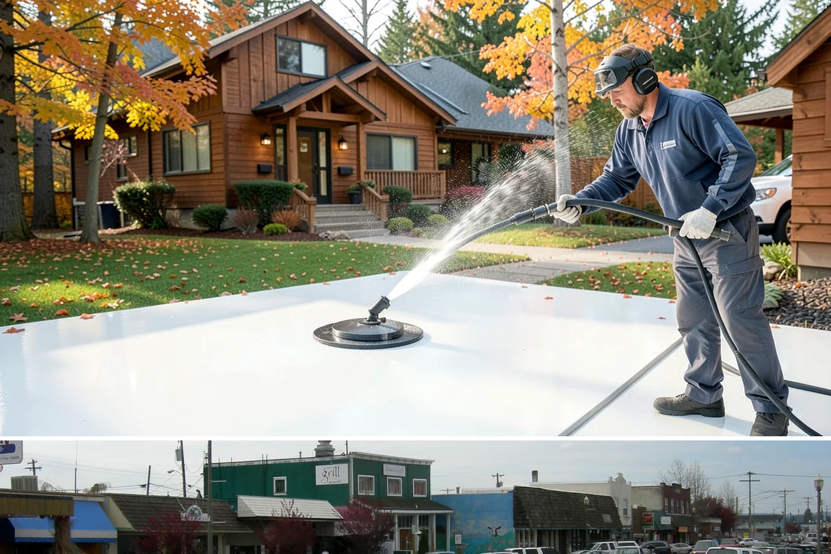 Outdoor Fireplace Cleaning in Stanwood, Snohomish County, WA - Spring cleaning readies the fireplace for summer evenings, and a dry day helps the masonry treatments work fully.